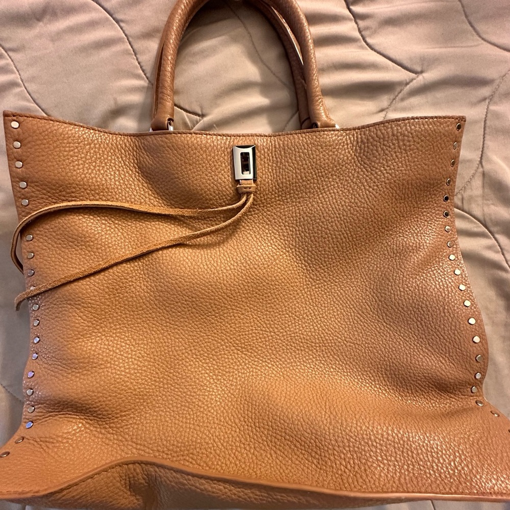 Rebecca Minkoff Studded Tan Leather Tote perfect for carrying everyday
